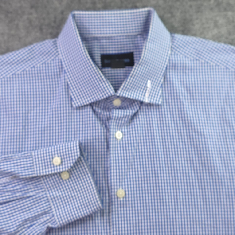 Scott Barber‎ Shirt XL Blue Check Long Sleeve Button Up Cotton Casual